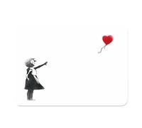 Set of 4 Flexible Cork Backed Placemats Banksy Girl Balloon Red Heart Children's - Large Size 39.5 x 28.5 cm