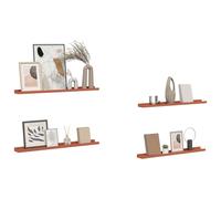 Set of 4 Floating Wall Shelves Engineered Wood Display Storage Shelves