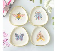 Something Different Set Of 4 Floral Bug Trinket Dishes, Multi