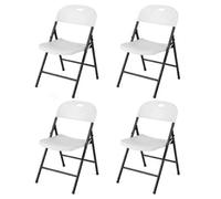 Set Of 4 Foldable Plastic Chairs Portable Curved Pp Seats
