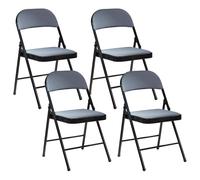 Set of 4 Folding Chairs SPARKS Metal Dark Grey/ Black
