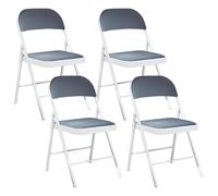 Set of 4 Folding Chairs SPARKS Metal Dark Grey/ White