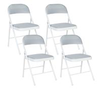 Set of 4 Folding Chairs SPARKS Metal Light Grey/ White