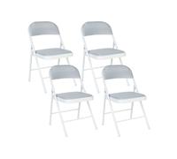 Set of 4 Folding Chairs SPARKS Metal Light Grey/ White