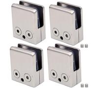Set of 4 FONGKNOX Glass Clamps Suitable for 8-10mm Glass Panel Square Front Flat Back, Adjustable Bracket Flat Back for Balustrade Staircase Pool Fence