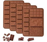 Set of 4 Food-Grade Non-Stick Silicone Break-Apart Chocolate Molds - for Protein Bars, Energy Bars, Homemade Chocolates