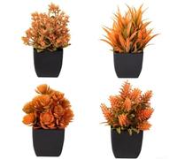 Set of 4 for mini Artificial Lavender Plants - Realistic Fake Potted Greenery for Desk Shelf Decor - Maintenance Free Plastic Faux Plants for Kitchen Window Sill - Small Indoor House Decoration(Black)