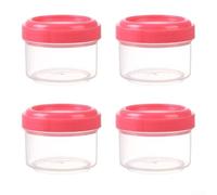 Set Of 4 For Mini Food Storage Boxes With Secure Lids Airtight And Leak Proof Stackable Plastic Pots For Condiments Snacks Spices Fridge Organizer Compact Size 4.5 By 4 By 3.5 Centimeters(Red)