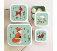 Set of 4 FOREST FRIENDS Lunch Boxes for Kids, A Little Lovely Company mint green