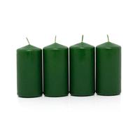 Set of 4 Forest Green Pillar Candles | Unscented Wax for Home, Events & Decor | Classic Candles with Approx. 25-Hour Burn Time - 5x10cm