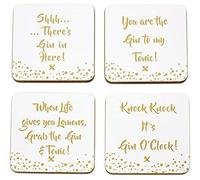 Set of 4 Fun Message/Slogan Coasters 'GIN' Themed