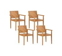Beliani Set Of 4 Garden Chairs Baratti Acacia Wood Brown