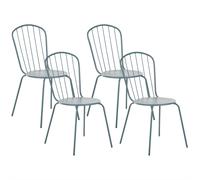 Beliani Set of 4 Garden Chairs CALVI Metal Light Blue, Blue