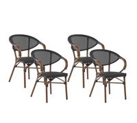 Beliani Set Of 4 Garden Chairs Caspri Metal Black