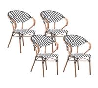 Beliani Set Of 4 Garden Chairs Rifreddo Pe Rattan Black/ White, Black