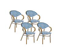 Set of 4 Garden Chairs CASPRI PE Rattan Blue/ White