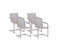 Set of 4 Garden Chairs COSOLETO Stainless Steel Beige