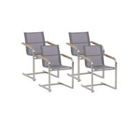 Set of 4 Garden Chairs COSOLETO Stainless Steel Grey