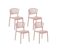 Beliani Set Of 4 Garden Chairs Gela Pastel Pink