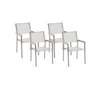 Garden Chair Set of 4 Stainless Steel White GROSSETO