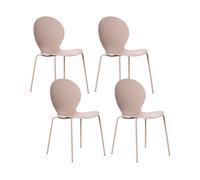 Beliani Set Of 4 Garden Chairs Milos Stacking Beige