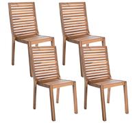 Beliani Set of 4 Garden Chairs OMBRIANO Certified Acacia Wood Light Brown