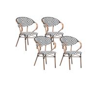 Set of 4 Garden Chairs RIFREDDO PE Rattan Black/ White