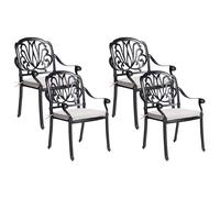 Set of 4 Garden Chairs with Cushions ANCONA Metal Black