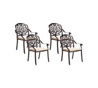 Set of 4 Garden Chairs with Cushions ANCONA Metal Dark Brown