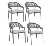 Set of 4 Garden Chairs with Cushions ORMEA Metal Green