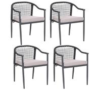 Set of 4 Garden Chairs with Cushions OZZERO Metal Black