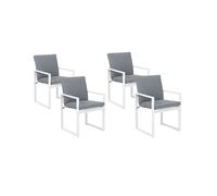 Set of 4 Garden Chairs with Cushions PANCOLE Fabric Grey
