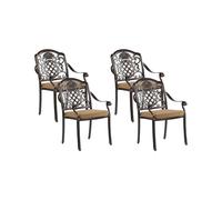Set of 4 Garden Chairs with Cushions SALENTO Metal Dark Brown