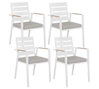 Set of 4 Garden Chairs with Cushions TAVIANO Metal Grey