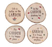 Something Different LG_31222 Charming Garden Wood Slice Set-Rustic Wooden Sentiment Coasters
