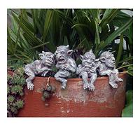 Set of 4 Gargoyle stone coloured Pot Hanger Pot Hugger, gardening ornament, indoor or outdoors.