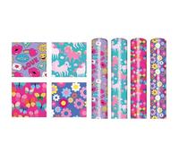 Set Of 4 Girls Birthday Gift Wrapping Paper 4 Rolls 3M x 70cm Butterfly Emoji Flower Unicorn Design