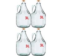 Set of 4 Glass Carboy Ambrosia Italy Carboy Complete Wine Balloon Glass Bottle 3L BDG3Z