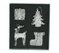 Set of 4 Glass Christmas Tree Decorations (3-5cm)