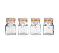 Set Of 4 Glass Jars 90ml Ideal for Preserving Spices Herbs