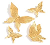 Set of 4 Gold Butterfly Wall Decor - 3D Resin Butterfly Wall Art, Decorative Accents Sculptures for Living Room Bedroom Gallery Walls Outdoor Garden, Butterflies Ornaments Gift
