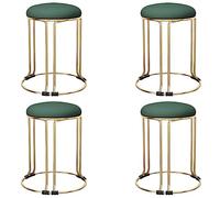 Set of 4 Gold Metal Stacking Bar Stools with Non Slip Foot Mat Stackable Backless Design for Space Saving in Kitchen Living Room Office Upholstered Round Seats Dining Chairs for Modern Home Decor