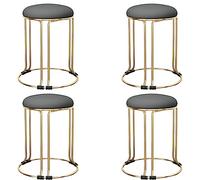 Set of 4 Gold Metal Stacking Bar Stools with Non Slip Foot Mat Stackable Backless Design for Space Saving in Kitchen Living Room Office Upholstered Round Seats Dining Chairs for Modern Home Decor