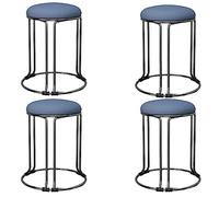 Set of 4 Gold Metal Stacking Bar Stools with Non Slip Foot Mat Stackable Backless Design for Space Saving in Kitchen Living Room Office Upholstered Round Seats Dining Chairs for Modern Home Decor