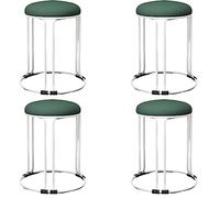 Set of 4 Gold Metal Stacking Bar Stools with Non Slip Foot Mat Stackable Backless Design for Space Saving in Kitchen Living Room Office Upholstered Round Seats Dining Chairs for Modern Home Decor