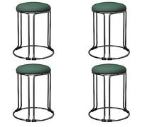 Set of 4 Gold Metal Stacking Bar Stools with Non Slip Foot Mat Stackable Backless Design for Space Saving in Kitchen Living Room Office Upholstered Round Seats Dining Chairs for Modern Home Decor