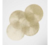 Set of 4 Round Decorative Gold Placemats