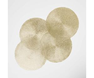 Set of 4 Gold Placemats 100% PVC Round Wipeable Dinner Mats
