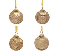 Set of 4 Gold Recycled Glass Baubles