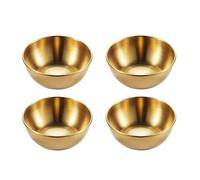Set of 4 Golden Round Dipping Bowls - Stainless Steel Mini Serving Bowls for Ketchup, Soy Sauce, Spices